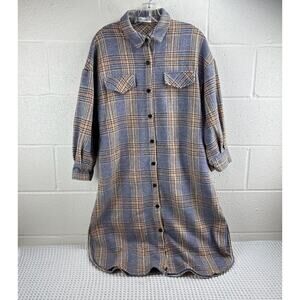 The Open Product Button Front Long Sleeve Plaid Dress Women’s Sz S Approximately